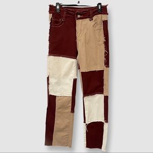 "Jeans" 2000s Style Patch Mid Rise Straight Leg Stretch Pants M